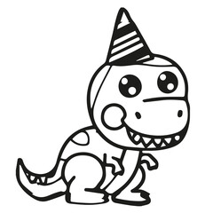 Illustration cute dinosaur with birthday hat
