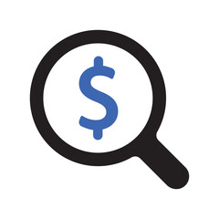 magnifying glass with dollar sign