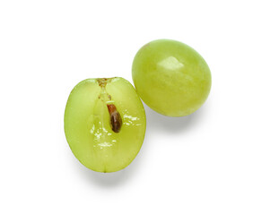 Sweet green grapes on white background