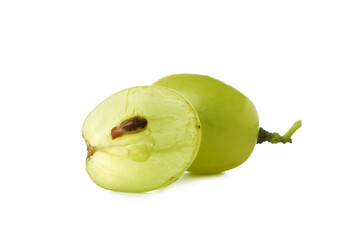 Sweet green grapes on white background