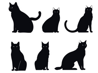Fototapeta na wymiar set of cats silhouettes