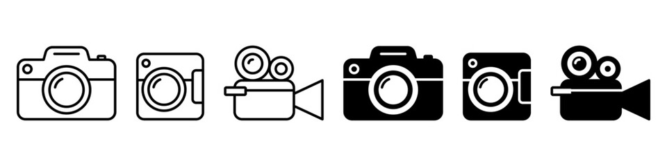 camera, photo camera, video camera, filming, icon set