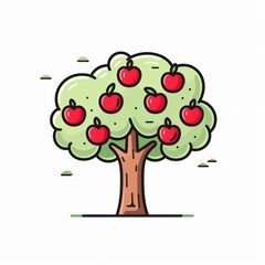 Isolated Apple Tree on White Background AI Generated