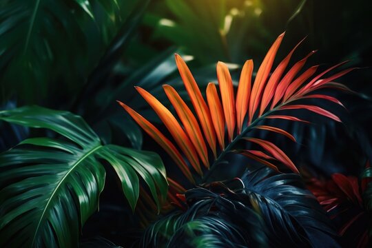 Tropical paradise: a garden with vibrant botanical growth