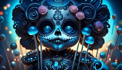 abstract fractal background with circles, Día de los Muertos, day of the dead