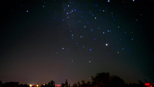 timelapse of the night starry summer sky