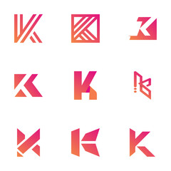 K Letter Logo Icon Pink gradient Design template Element vector art