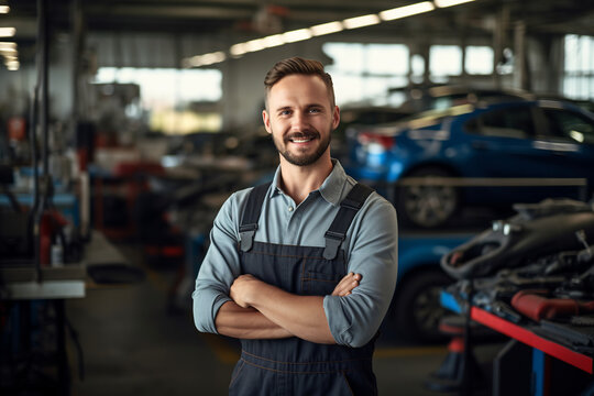 Photo of a mechanic man in a car repair shop