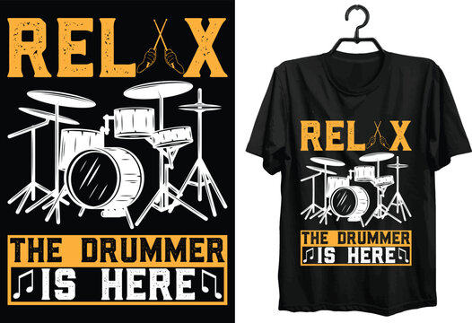 Drummer T-shirt Design. Funny Gift Item Drummer T-shirt Design For All People And Drum Lovers.