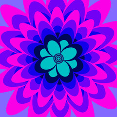 Vector abstract pattern in the form of a blue flower on a pink background