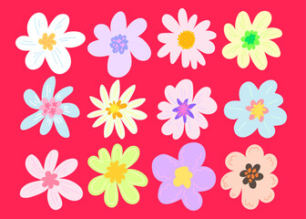 vector pastel flowers illustration colorful svg