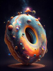 alien planet in space - A Scpace doughnut - Generative AI