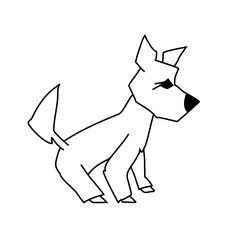 Figure haircut Yorkshire Terrier. Vector image of a standing dog.