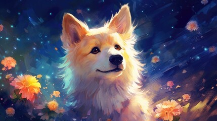 Obraz premium Splendid and realistic illustration of a cute dog in its natural surroundings