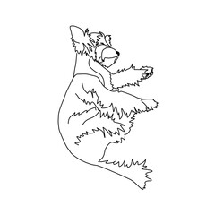 Vector drawing of a Yorkshire Terrier puppy. A sketch of a lying little dog