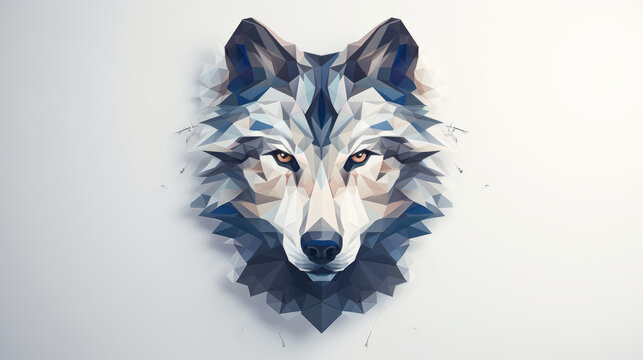 A geometric sculpture of a wolf's