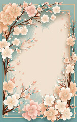 Cherry blossom background with frame for text. illustration.