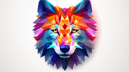 A vibrant and geometric wolf's head