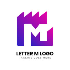 M Letter Logo Icon Pink and Purple color gradient Design template Element vector art