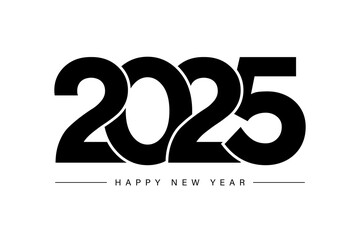 Happy New Year 2025 text design. Cover of business diary for 2025 with wishes. Brochure design template, card, banner. Vector illustration. Isolated on white background.
