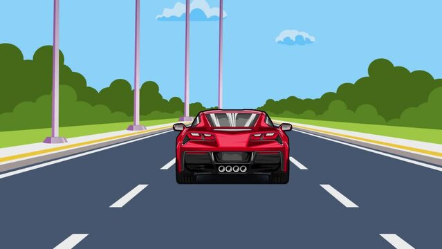 New sports car running in a country road.