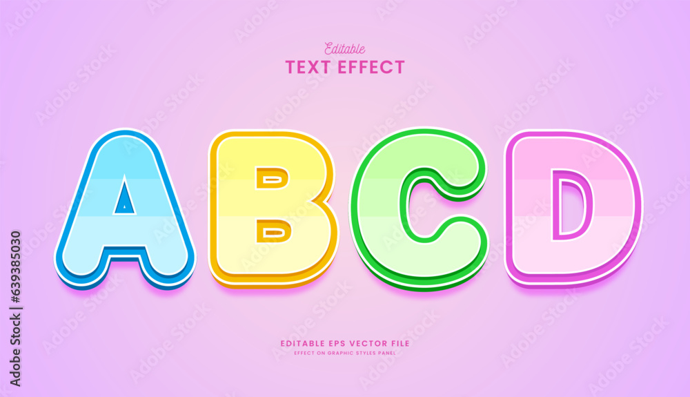 Poster decorative colorful gradient pastel editable text effect vector design