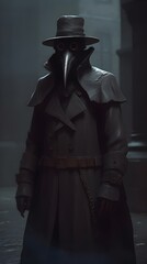 The Plague Doctor in the Foggy Alleyway Generative AI