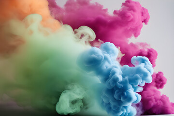 background with clouds, multicolor smoke with copyspace, Puffs of smoke
