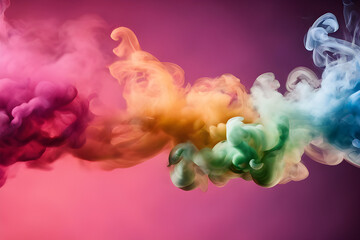 Obraz premium abstract colorful background, multicolor smoke with copyspace, Puffs of smoke