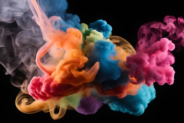 multicolor smoke with copyspace, Puffs of smoke