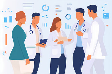 Doctors discussing findings, vector illustration