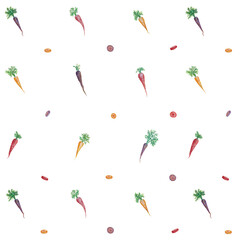 colorful carrots Seamless Pattern gemüse, Stoffdesign, wiederholen Fliese, Surface Muster,  Karotte watercolor 