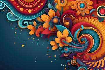 Abstract Indian Colors and Patterns: A Festive Background for Navratri Festival
