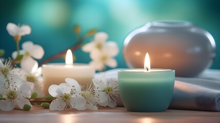 Obraz na płótnie Canvas Aromatherapie im Spa: Duftkerzen für die Sinn
