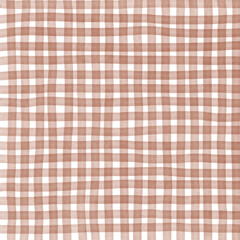 Brown Gingham Check Hand Drawn Background