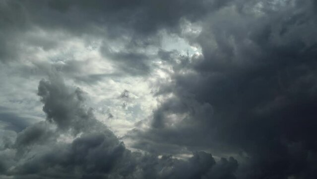 Movement of cloudy clouds before rain and thunderstorm