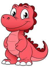 Vector illustration of a cute red t-rex dinosaur for children