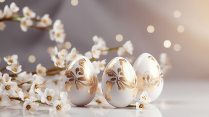 Three beautifully decorated eggs on a table
