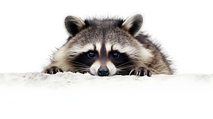 Raccoon on white background