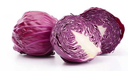 Red cabbage on white background