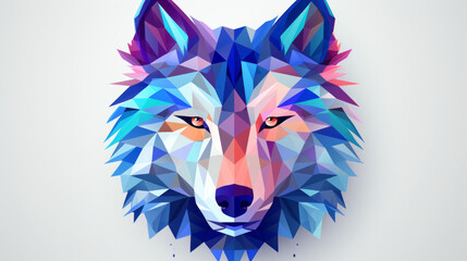 A geometric wolf head made of triangles