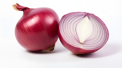 Red onion on white background