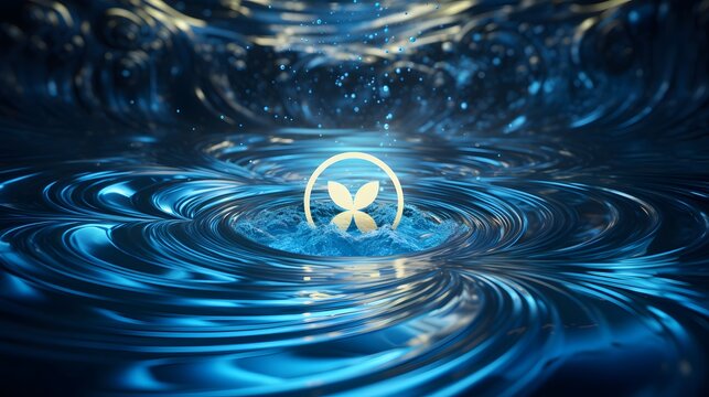Ripple XRP emblem emerging from a whirlpool