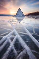 Eisige Stille: Ein Blick auf den gefrorenen See