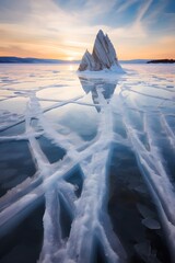 Eisige Stille: Ein Blick auf den gefrorenen See