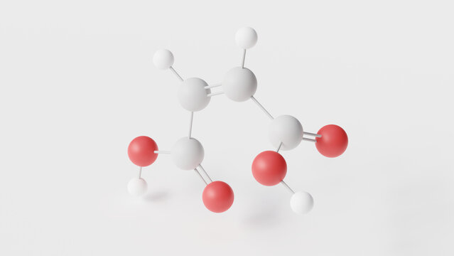fumaric acid molecule 3d, molecular structure, ball and stick model, structural chemical formula food additive e297