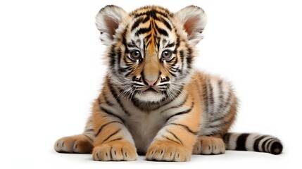 Tiger cub on white background