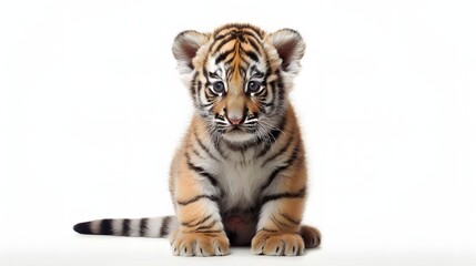 Obraz premium Tiger cub on white background