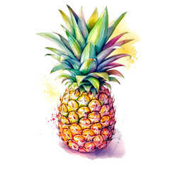 drawn in watercolor style an ananas