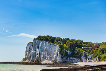 View of White Cliffs of Dover on a sunny day - obrazy, fototapety, plakaty